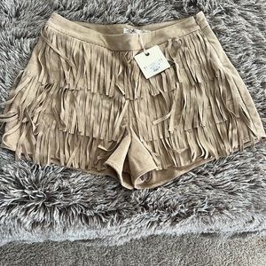 🤠 Faux Suede Fringe Shorts